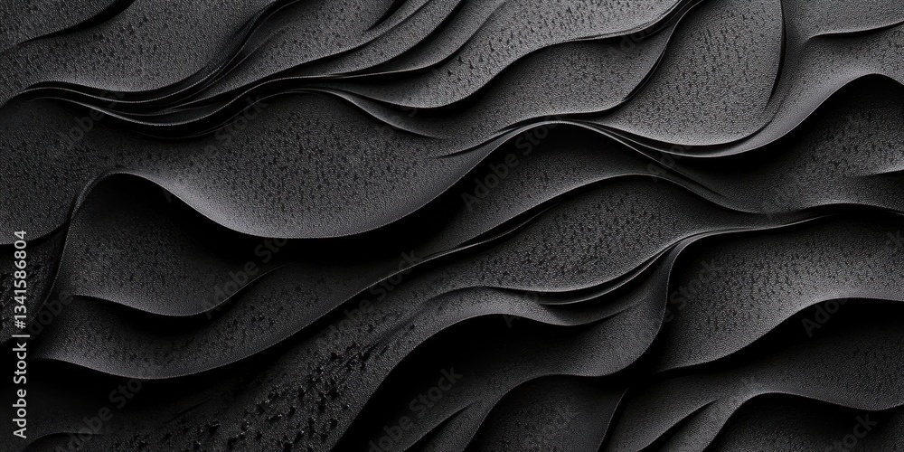 Poster abstract black waves texture: a mesmerizing display of fluid, textured black waves, creating a sense