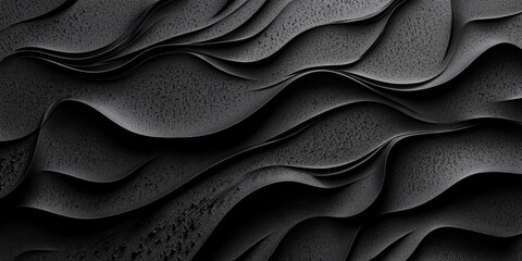 Fototapeta premium Abstract Black Waves Texture: A mesmerizing display of fluid, textured black waves, creating a sense of depth and movement. perfect for any art and design.