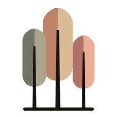 Contemporary forest illustration featuring three stylized tall trees in warm pastel palette for modern eco friendly art projects