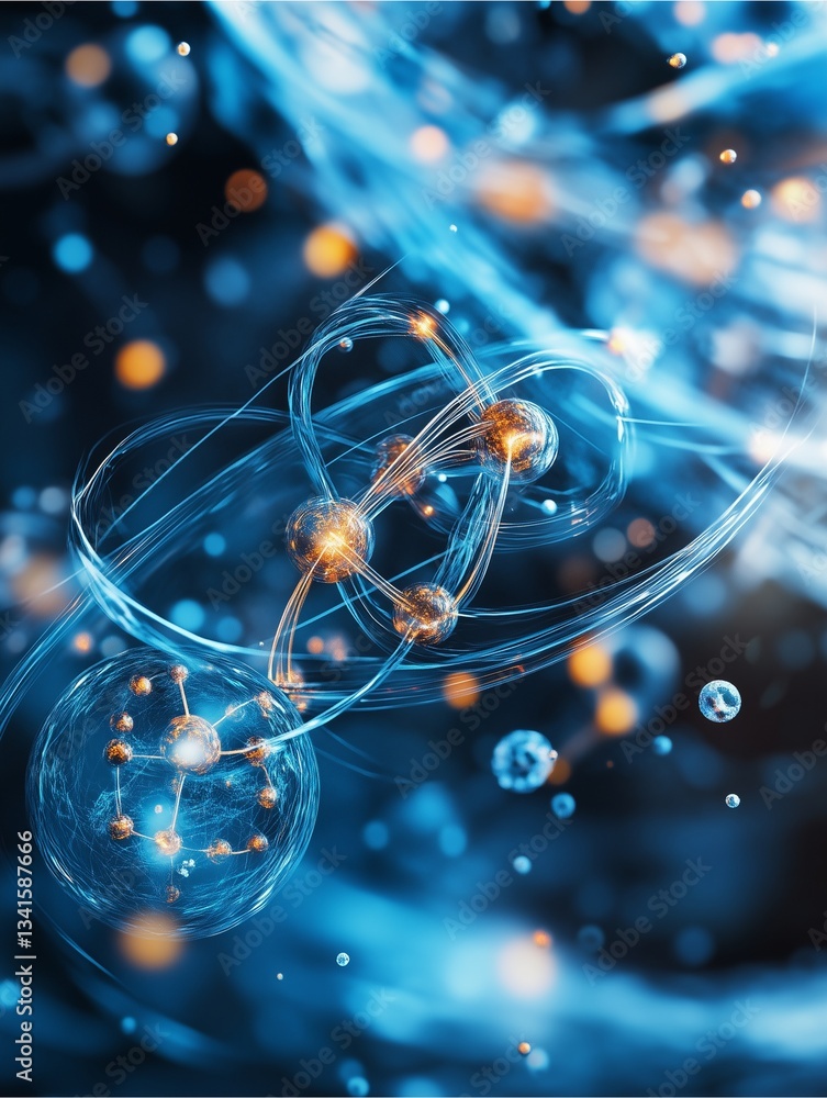 Poster abstract molecular universe: dive into the depths of science with this mesmerizing depiction of mole