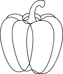 Minimalist Line Art of a Bell Pepper