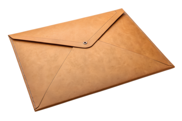 Large A4 blank brown envelope isolated on transparent background