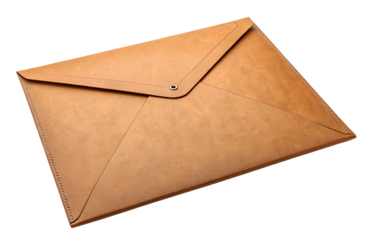 Large A4 blank brown envelope isolated on transparent background