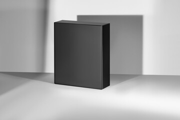 Mockup of a black palette cardboard box for a design