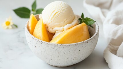 Fresh mango and sticky rice dessert summer delight healthy treat tropical bliss vibrant presentation
