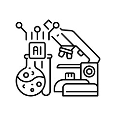 AI clinical trial analysis black line icon for digital and print projects.