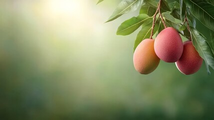 Fresh mangoes and sticky rice delight summer vibes ripe fruits in a healthy setting nature's bounty