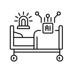 AI triage of patients black line icon for digital and print projects.