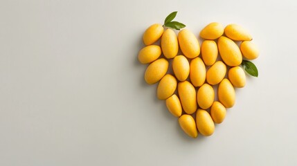 Fototapeta premium Fresh ripe mangoes and sticky rice delight healthy summer treat tropical fruit display heart-shaped arrangement