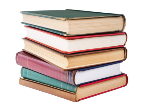 Stack of colorful vintage books showcasing various textures and designs, symbolizing education, knowledge, and a passion for reading, suitable for any library project