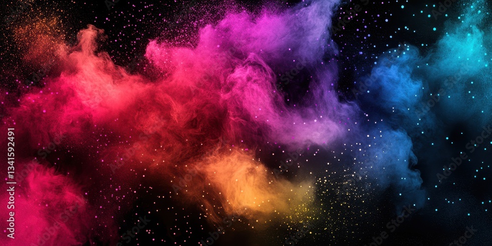 Aufkleber vibrant colors explosion: a captivating abstract explosion of vibrant colored powder against a backd