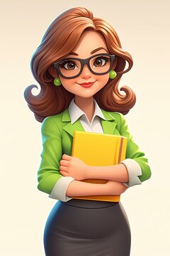 校园教育天使卡通学校老师3D