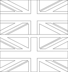 Illustration of black and white UK flag isolated on white background