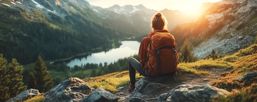 A digital nomad taking a break, hiking up a scenic trail