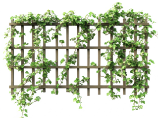 Wooden trellis covered with vibrant green vines, showcasing a lush, natural garden feature perfect for enhancing outdoor spaces and landscapes