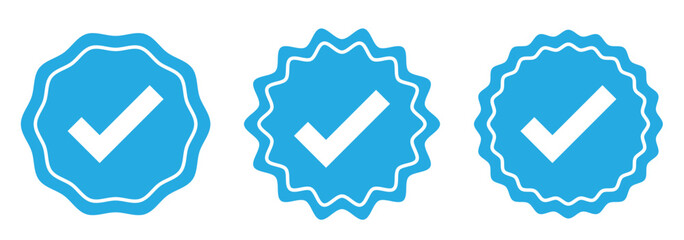 Blue check mark icon. Check mark vector icon. Checkmark Illustration. Vector symbols set ,blue checkmark isolated on white background. Correct vote choise isolated symbol. © Aquavisionweath6