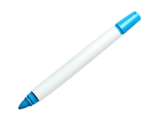Blue marker with a white barrel, suitable for creative arts, writing notes, drawing, labeling, and craft projects on various surfaces indoors and outdoors