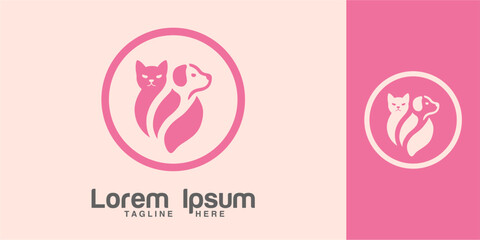 Pet vector group logo Dog and cat.