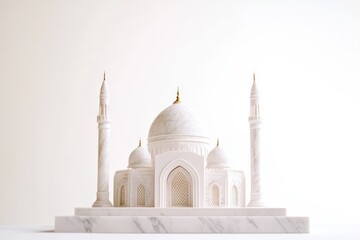 Fototapeta premium A miniature architectural model of a beautiful mosque is displayed proudly