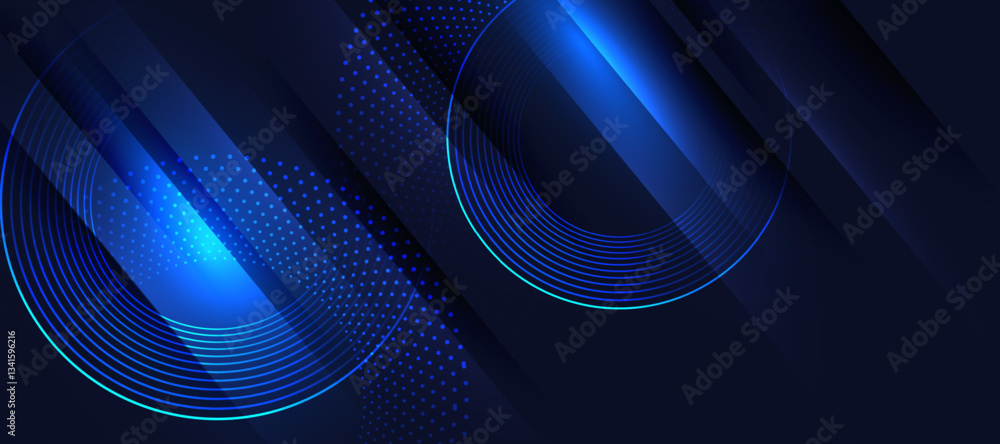 Poster modern technology background with glowing blue curved lines