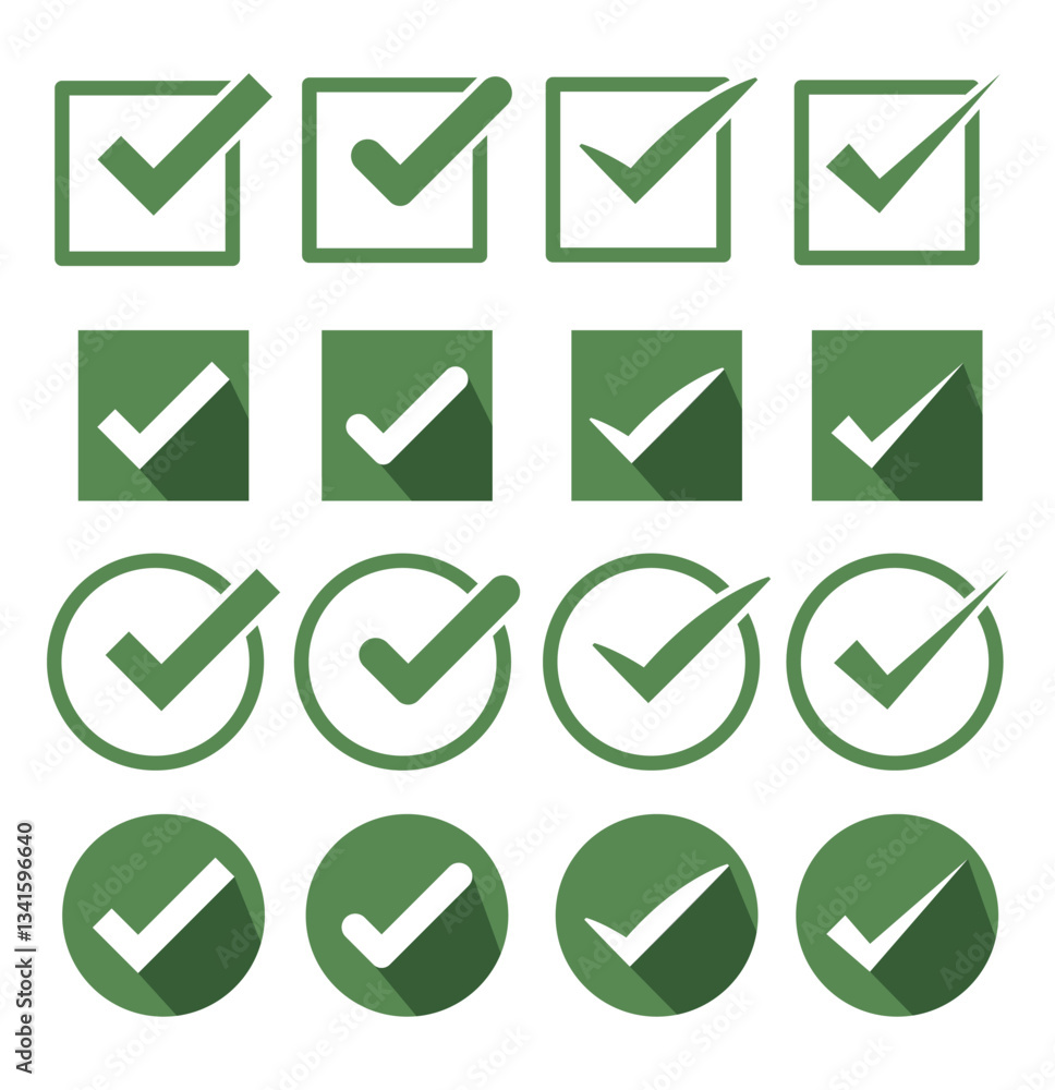 Poster check mark and cross icon set. vector design with editable line thickness.