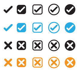 checkmark and X mark icon. check and uncheck icon vector. validation icon vector. for apps and websites.