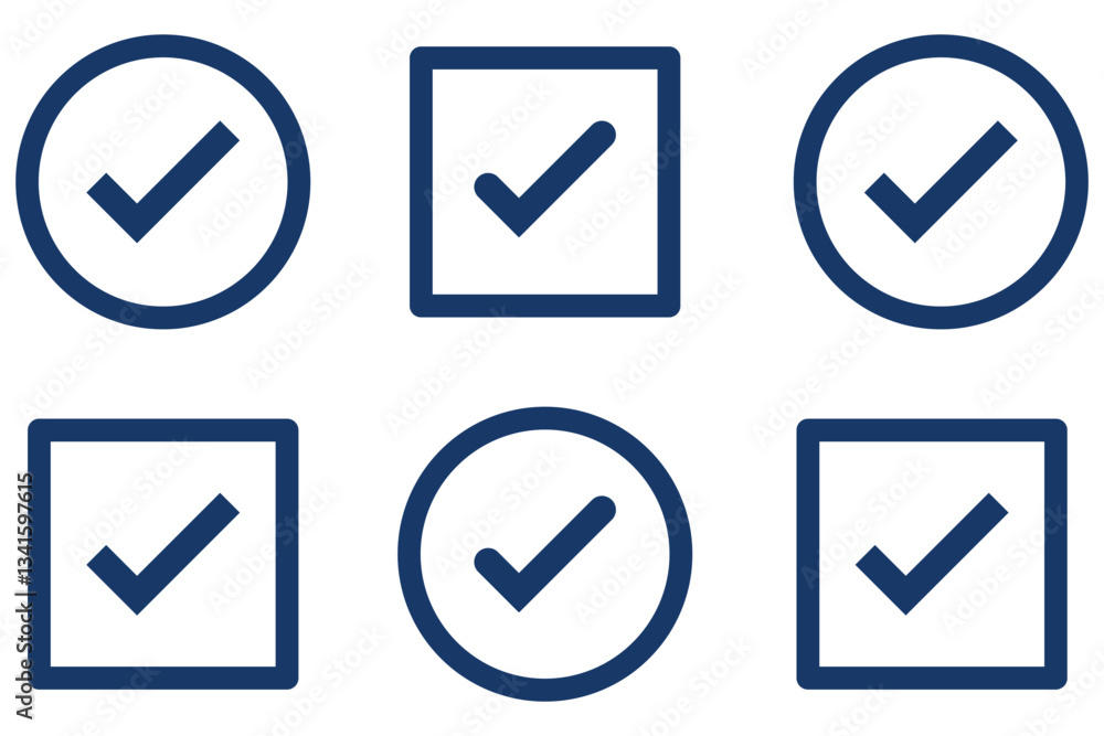 Poster check mark and red cross icon set. circle and square. checkmark illustration. vector symbols set ,ch