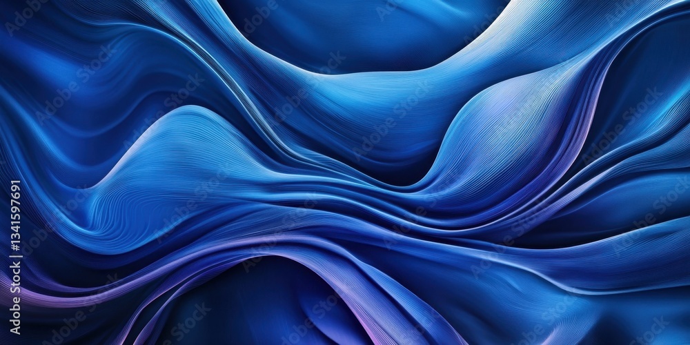 Poster abstract fluid art: deep shades of blue and purple intertwine to create a mesmerizing abstract artwo