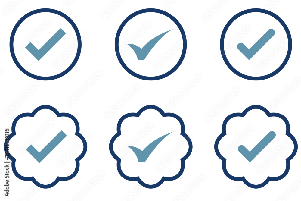 Poster check mark icon button set. check box icon with right and wrong buttons and yes or no checkmark icon