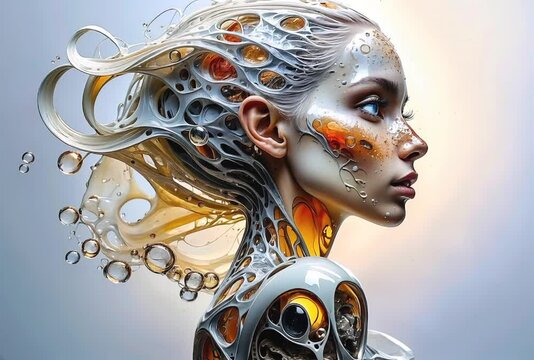 Surreal sculpture girl made of milk and honey, water, egg whites, oil and everything delicious. She is a work in progress.