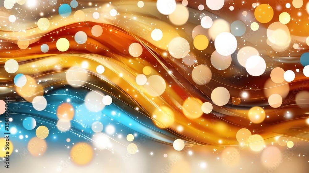 Leinwandbilder vibrant abstract design with colorful waves and floating orbs, perfect for backgrounds or creative p