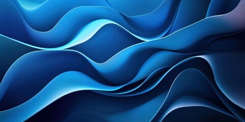 Obraz premium Abstract Blue Waves: A mesmerizing abstract design featuring flowing, undulating blue waves, creating a sense of depth, movement, and dynamic energy, perfect for modern design and background purposes.