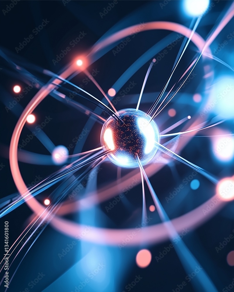 Aufkleber atomic structure: an artistic rendering of an atom's intricate structure, showcasing the nucleus at 