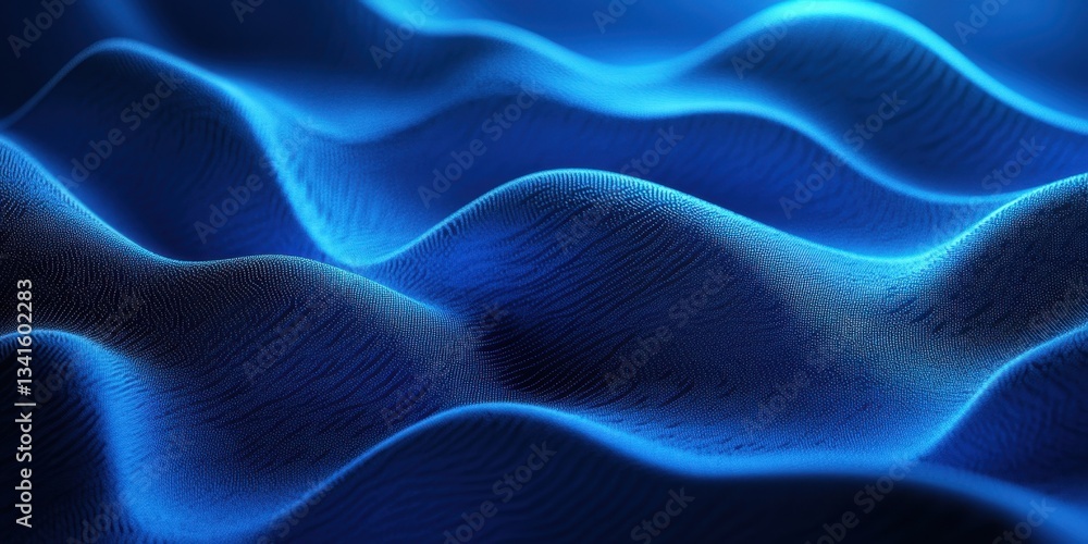 Poster abstract blue wave: an mesmerizing image of flowing blue waves creating a sense of depth, fluidity, 