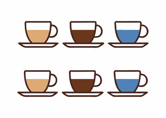 A seamless repeating pattern of black silhouette coffee cups and saucers with steam rising.