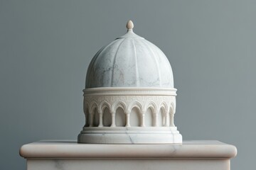 Fototapeta premium A detailed miniature of an elegant mosque structure in white marble