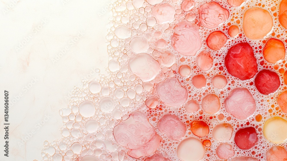 Poster oil and water bubbles: an abstract and colorful image showcasing the beautiful interaction of oil an