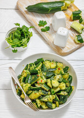 Japanese smashed cucumber salad in a white bowl