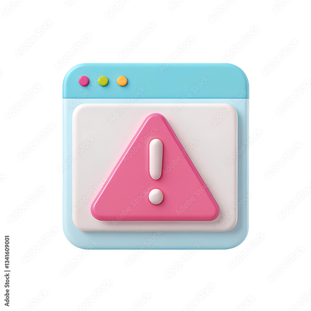 Poster 3d render of a website error alert icon.