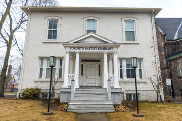 Colonial building facade of the Toronto Baptist Seminary, Toronto, Canada