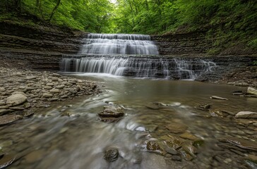 Watkins Glen waterfall, fairytale-like scene with