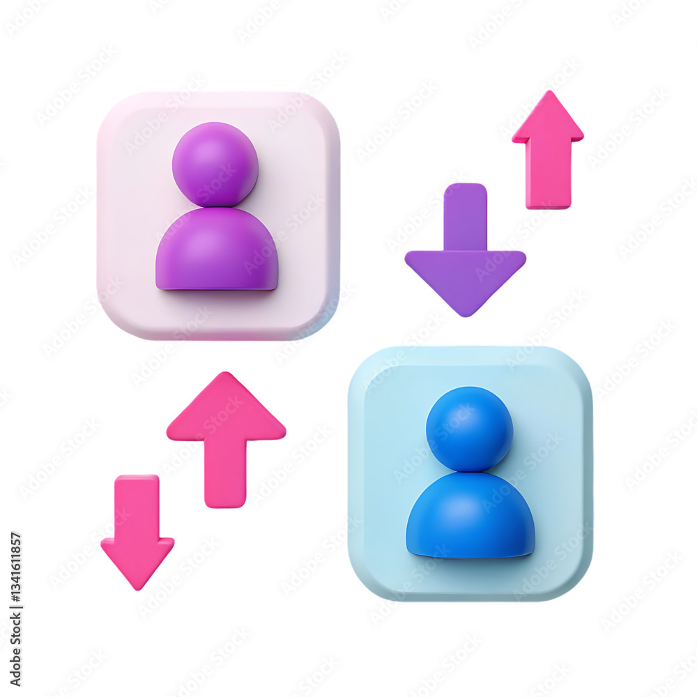 Poster 3d render of data transfer between users.
