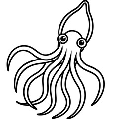 Abstract Squid Outline Illustration