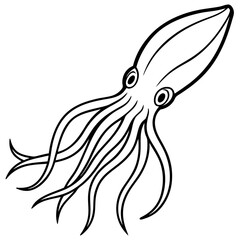 Abstract Squid Outline Illustration