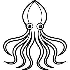 Abstract Squid Outline Illustration