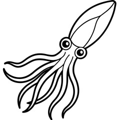 Abstract Squid Outline Illustration