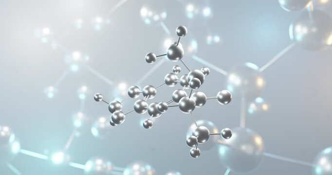 Methylone rotating 3d molecule, molecular structure of cns stimulant, seamless video