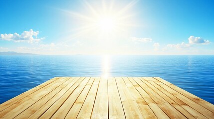 Fototapeta premium Wooden dock over tranquil ocean