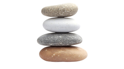 Balanced stack of four smooth stones in a studio shot