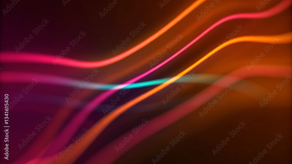Poster dynamic waves in the ethereal glow of neon lights. the concept merges fluidity of motion with the vi